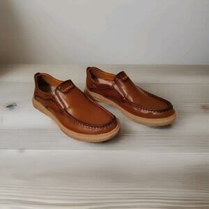 Men's Loafers Driving Shoes Size 11 Excellent Stitched Leather Brown Tan